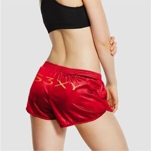 NWT Tesla Short Shorts Red Satin SEXY shorts Large L
